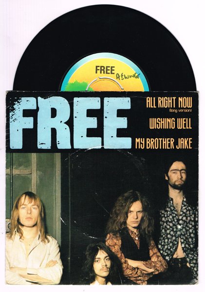 1960s-1970s collection of 45s including Free, Moody: Also John Walker, Tremeloes, East of Eden, Spencer Davis, Dave Clark 5, Eddie Cochran, Zager & Evans. (10)