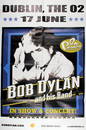 Bob Dylan. Concert poster, O2, Dublin, 17th June 2014.