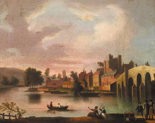 Francis Wheatley RA (1747-1801): TRAVELLERS RESTING ON A COUNTRY ROAD TRAVELLERS RESTING ON A COUNTRY ROAD, , oil on canvas, 51 by 66cm., 20 by 26in. Provenance: Miss E. B. C. Laidlaw, circa 1940s; By descent to the present ownerExhi