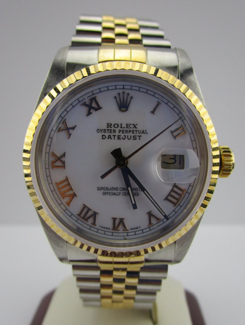 Mens Rolex Oyster Perpetual Datejust 18k, Stainless (1 of 8)