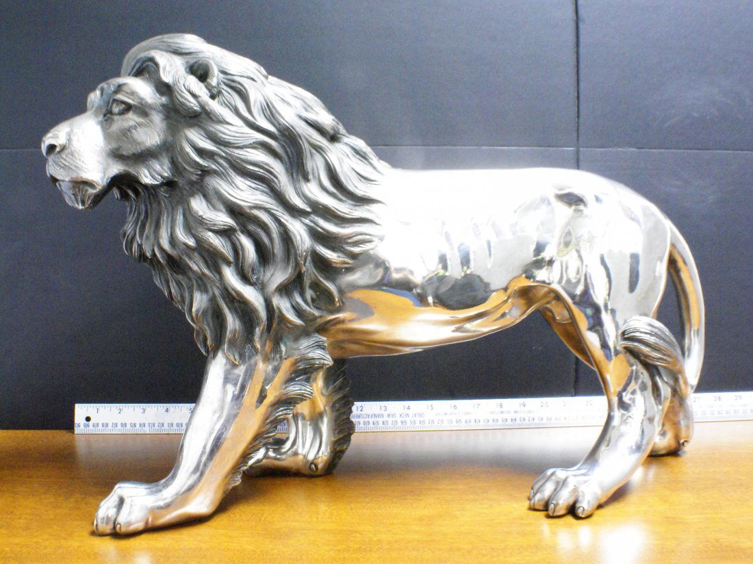 Alessandro Magrino Sterling Silver Lion Statue LARGE