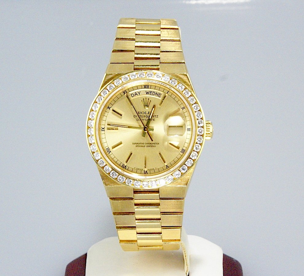 18K Rolex Presidential OysterQuartz 3.50ct Diamond (1 of 8)