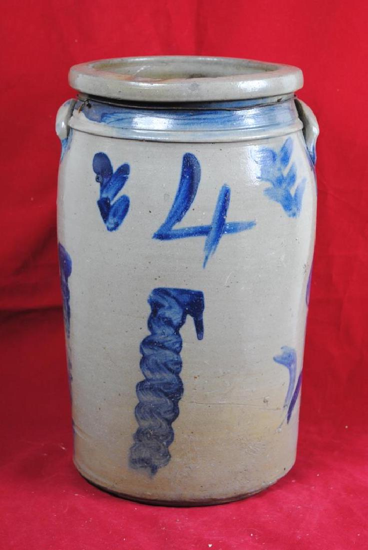 No. 4 Salt Glazed Slip Decorated Crock (1 of 9)