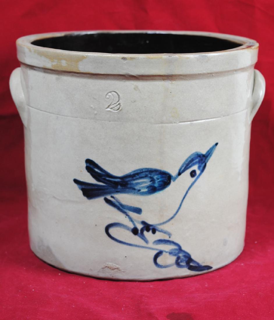 Two-Gallon Salt Glazed Crock w/ Bird on Branch (1 of 13)