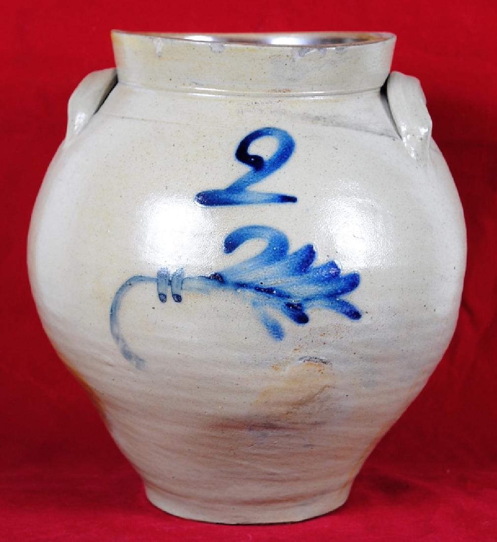 N. Clark & Co. Ovid No. 2 Cobalt Feather Crock (1 of 10)