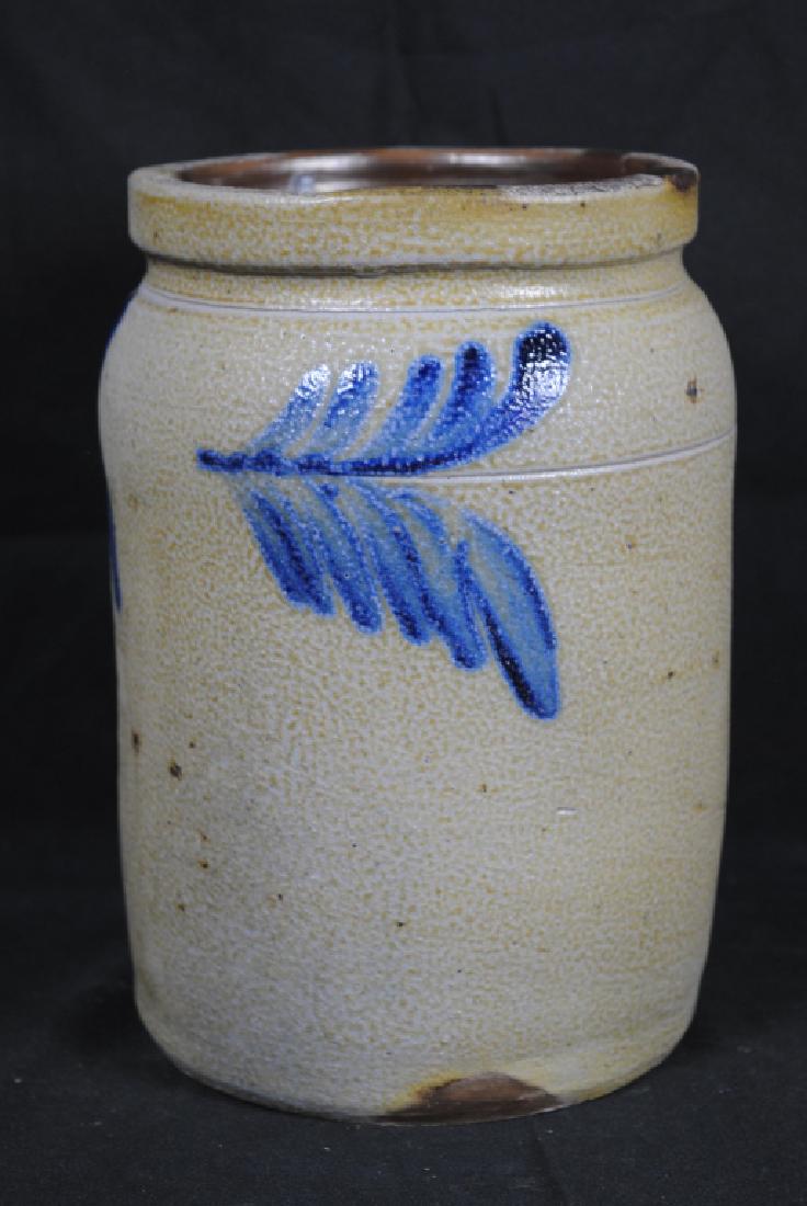 Salt Glazed Storage Jar w/ Cobalt Feathers (1 of 7)