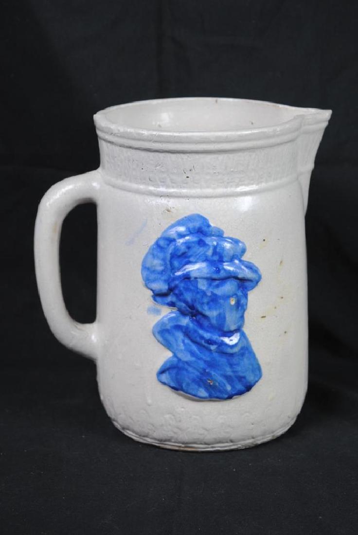 Salt Glazed Pitcher w/ Cobalt Decoration (1 of 6)