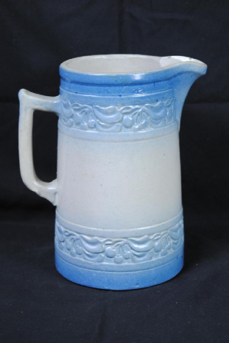 Salt Glazed Pitcher w/ Striped Fruit Decoration (1 of 6)