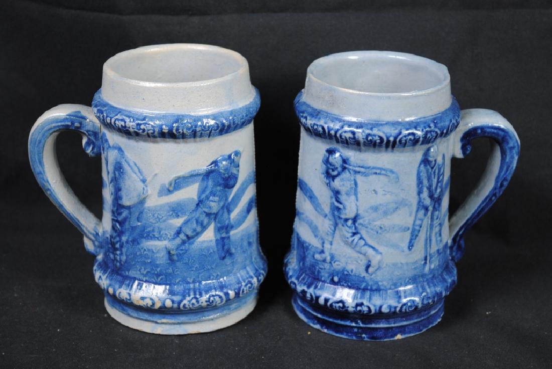 Two Salt Glazed Mugs w/ Golf Decoration (1 of 4)
