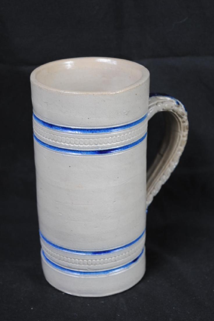 John Wygand NY, Salt Glazed Mug w/ Blue Stripe (1 of 4)