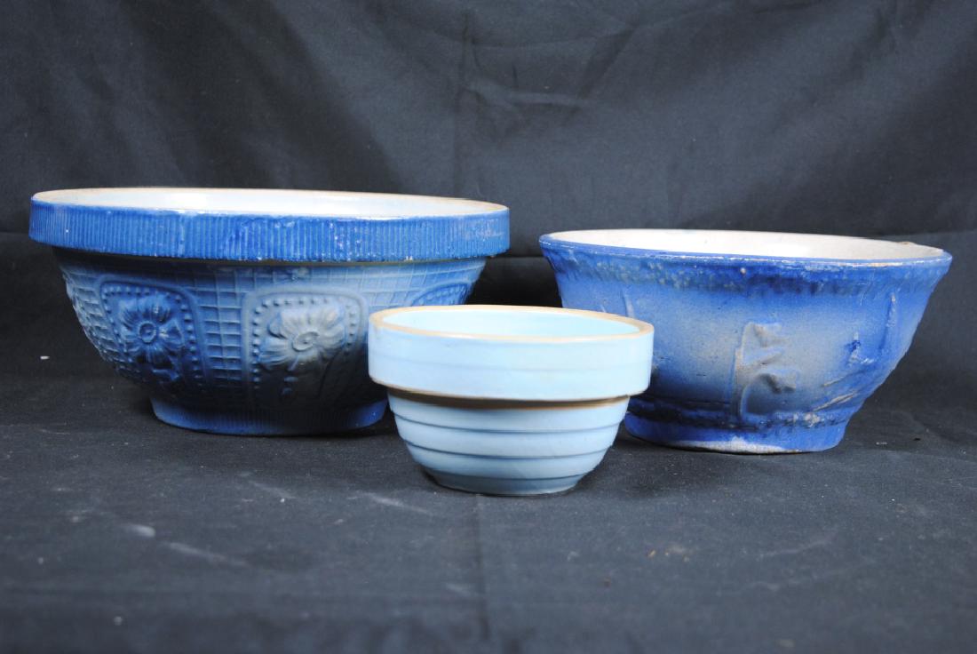 3 Salt Glazed Stoneware Mixing Bowls (1 of 9)