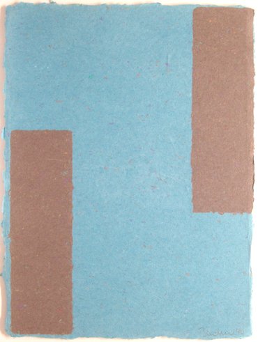 Frank Badur (1944): Frank Badur (1944): Paperwork 1994 Signiert und datiert unten rechts. Unter Glas (Glaskasten) gerahmt. Multiple mit Unikatcharakter. Multiple mit Unikatcharakter aus handgeschöpftem blauem und grauem