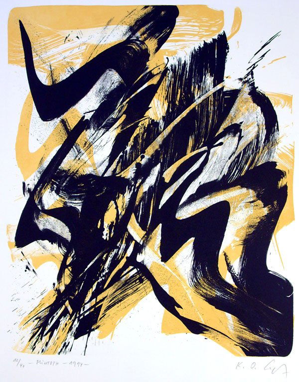 Karl Otto Götz (1914): Karl Otto Götz (1914): Plintoph 1994 Signiert unten rechts. Betitelt, datiert und nummeriet unten links. Eines von 40 Exemplaren. Mit dem Prägestempel des Druckers Manfred Hügelow unten links. Aufl