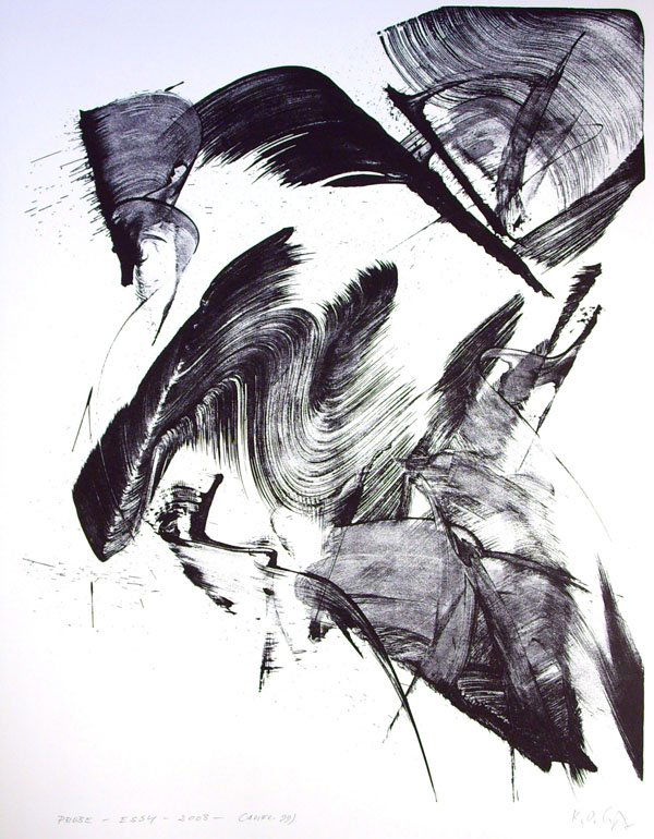 Karl Otto Götz (1914): Karl Otto Götz (1914): Essy 2003 Signiert unten rechts. Betitelt, datiert, nummeriert und als ''Probe'' bezeichnet unten links. Mit dem Prägestempel des Druckers Manfred Hügelow unten links. Auflag