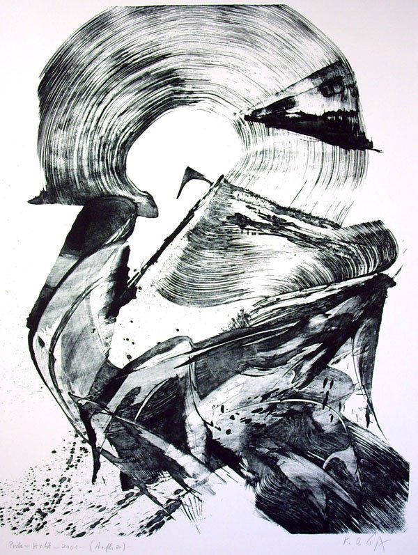 Karl Otto Götz (1914): Karl Otto Götz (1914): Halst 2001 Signiert unten rechts. Betitelt, datiert, nummeriert und als ''Probe'' bezeichnet unten links. Mit dem Prägestempel des Druckers Manfred Hügelow im linken unteren