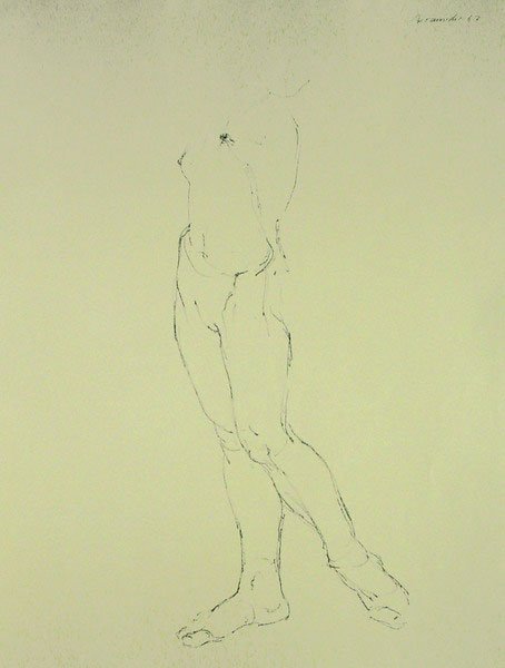 Joannis Avramidis (1922): Joannis Avramidis (1922): Figurenstudie (stehender weiblicher Akt) 1967 Signiert und datiert oben rechts. Blatt mit wenigen Gebrauchsspuren (Blattdellen). Herausgegeben von der Griffelkunst Vereinigun