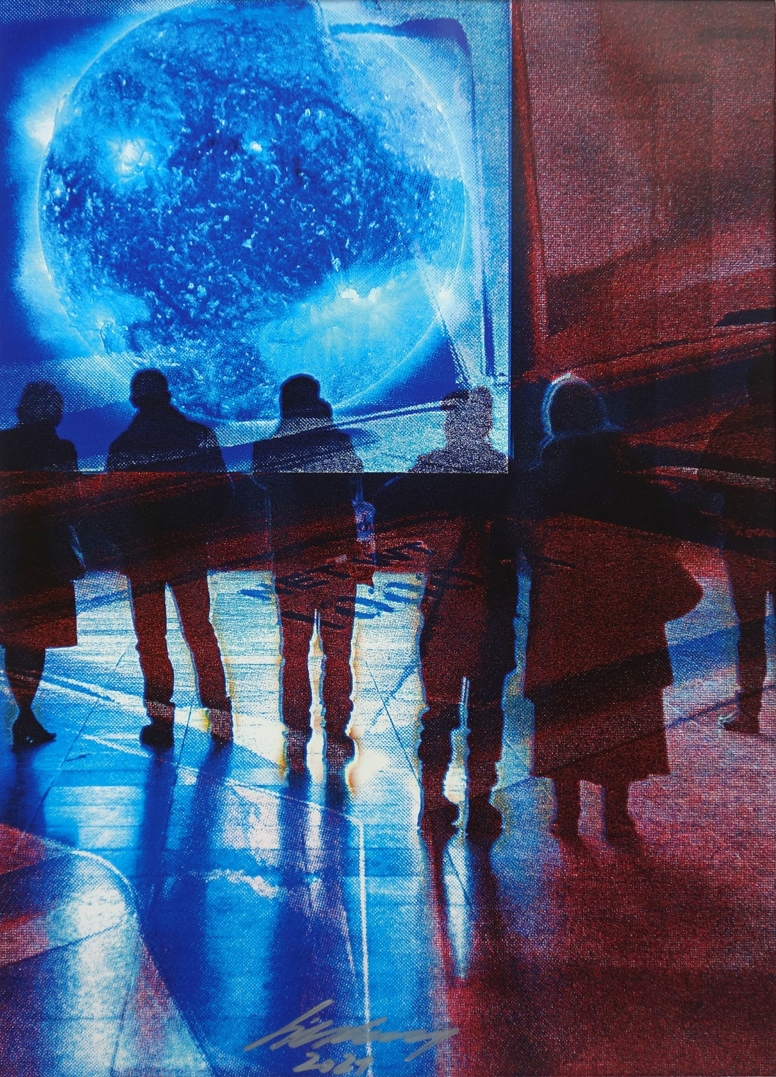 Katharina Sieverding (*1944): Gefechtspause 3 (2021): Katharina Sieverding (*1944): Gefechtspause 3 (2021). Farboffsetdruck auf glattem Papier. 42,0 × 29,8 cm. – Color offset print on smooth paper. Signed and dated. Sheet size. The offset prin