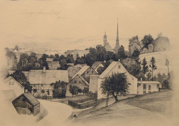 Franz Lenk (1898 - 1968): Franz Lenk (1898 - 1968): Langenbernsdorf 1926 Abercron C - 26 - 3*. In Bleistift bezeichnet, datiert und monogrammiert oben links. Sehr schön unter Glas gerahmt. Dargestellt ist ein Vogtländisches