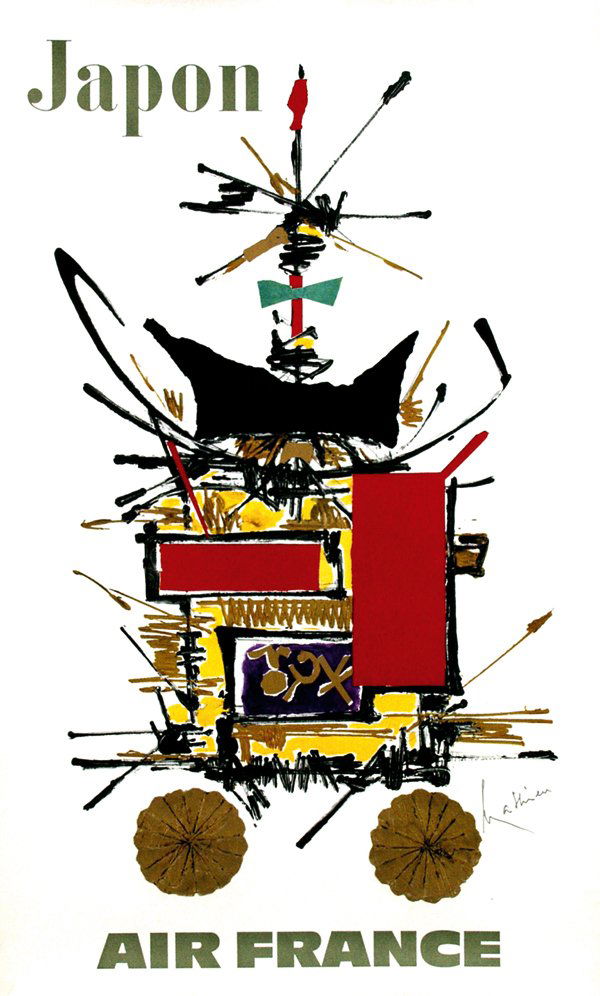 Posters(3) by Georges Mathieu - Air France Japon: Georges Mathieu (1921-)Air France Japon60x100, 1968, pr. Draeger Frères, Paris, France, added: same artist, same size, same issue, Amérique du Sud, Canada
