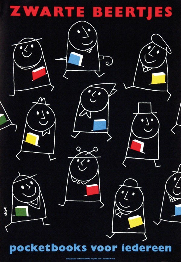 Poster by Dick Bruna - Zwarte Beertjes pocketbooks