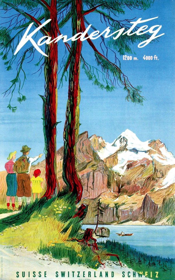 Poster by Pièrre Monnerat - Kandersteg: Pièrre Monnerat (1917-)Kandersteg64x102, 1948, pr. Gebr. Fretz, Zürich