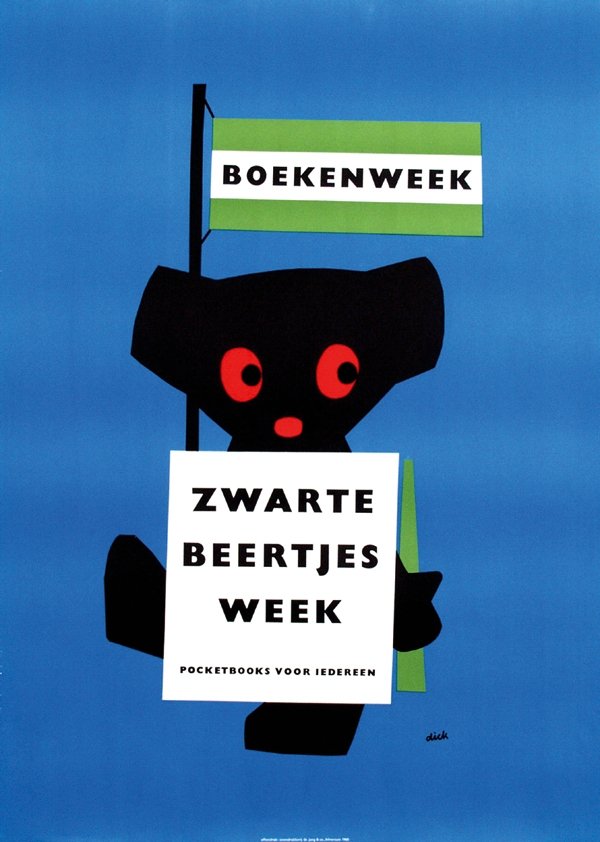 Poster by Dick Bruna - Boekenweek Zwarte Beertes W (1 of 1)