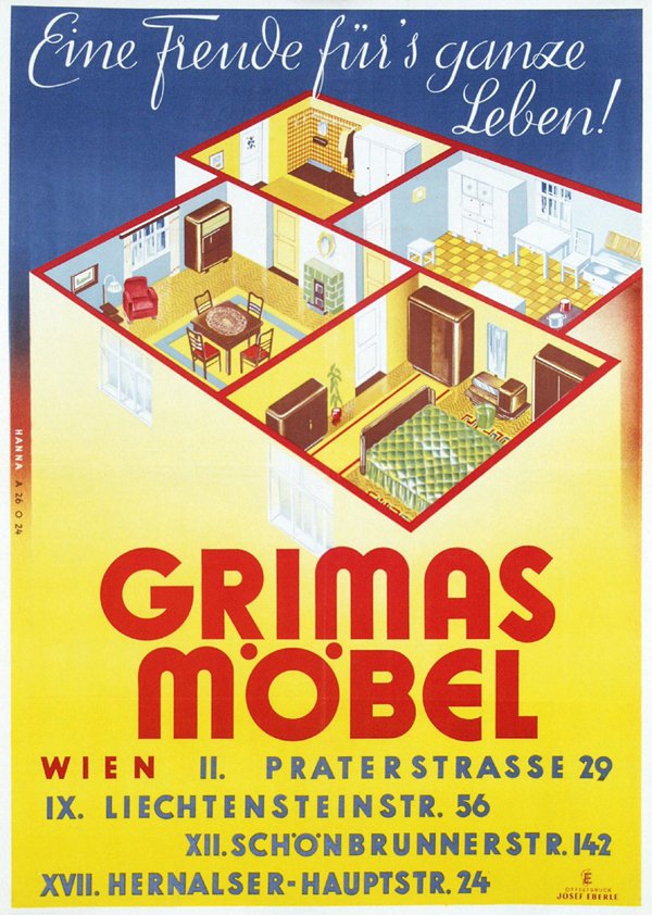 Poster by Hanna - Grimas Möbel Wien: Hanna Grimas Möbel Wien59,5x83,5, ca. 1945