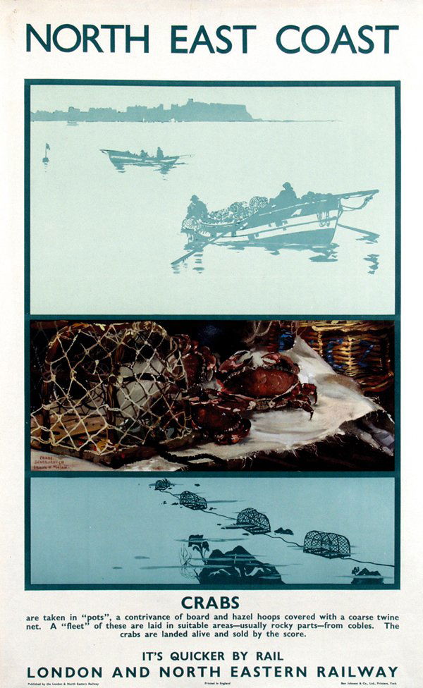 North East Coast Crabs: Frank H. Mason (1876-1965)63,5x102, ca. 1935, pr. Ben Johnson & Co., Ltd Printers, York