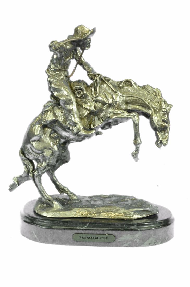 Silver plated Bronco Buster White Bronze Sculpture on (1 of 10)