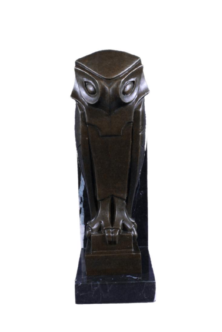 Modern art Owl Bronze Sculpture on Marble base Statue (1 of 3)