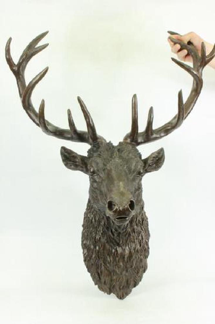 Elk Head Bust Bronze Stag Statue (1 of 6)