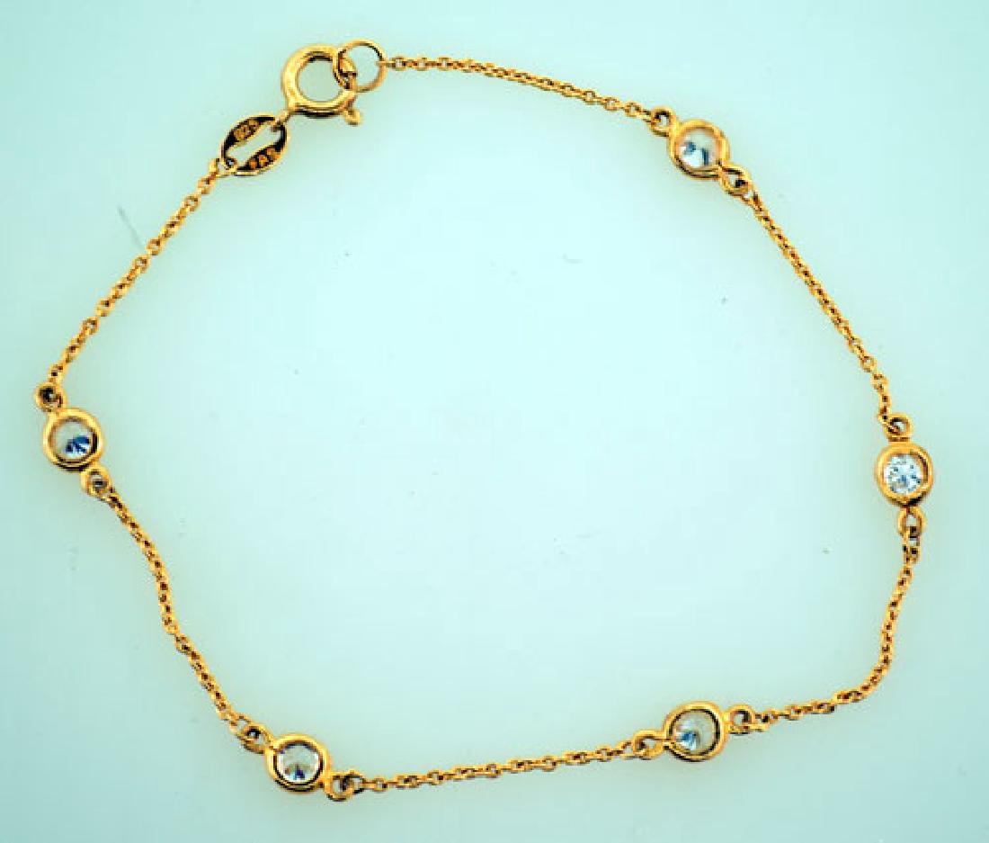 Vintage Gold Over Silver Chain Bracelet: Vintage FAS Gold Over Silver White Stone Chain Bracelet. 1.4 Grams. Size: 7