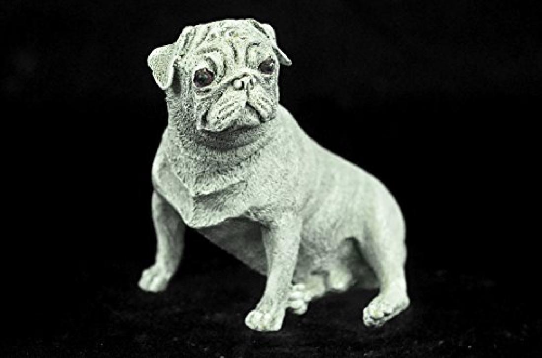White Patina Bronze Miniature Pug Dog Bronze Sculpture (1 of 9)