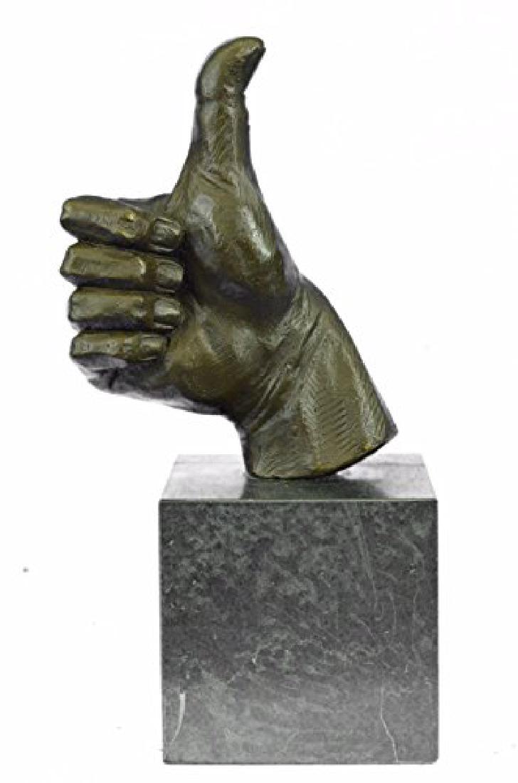 Thumbs Up Hand Bronze Sculpture on Marble base Figurine (1 of 9)
