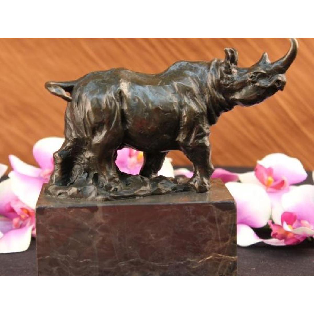 Rhino wildlife Bronze Sculpture on Marble base Statue (1 of 6)