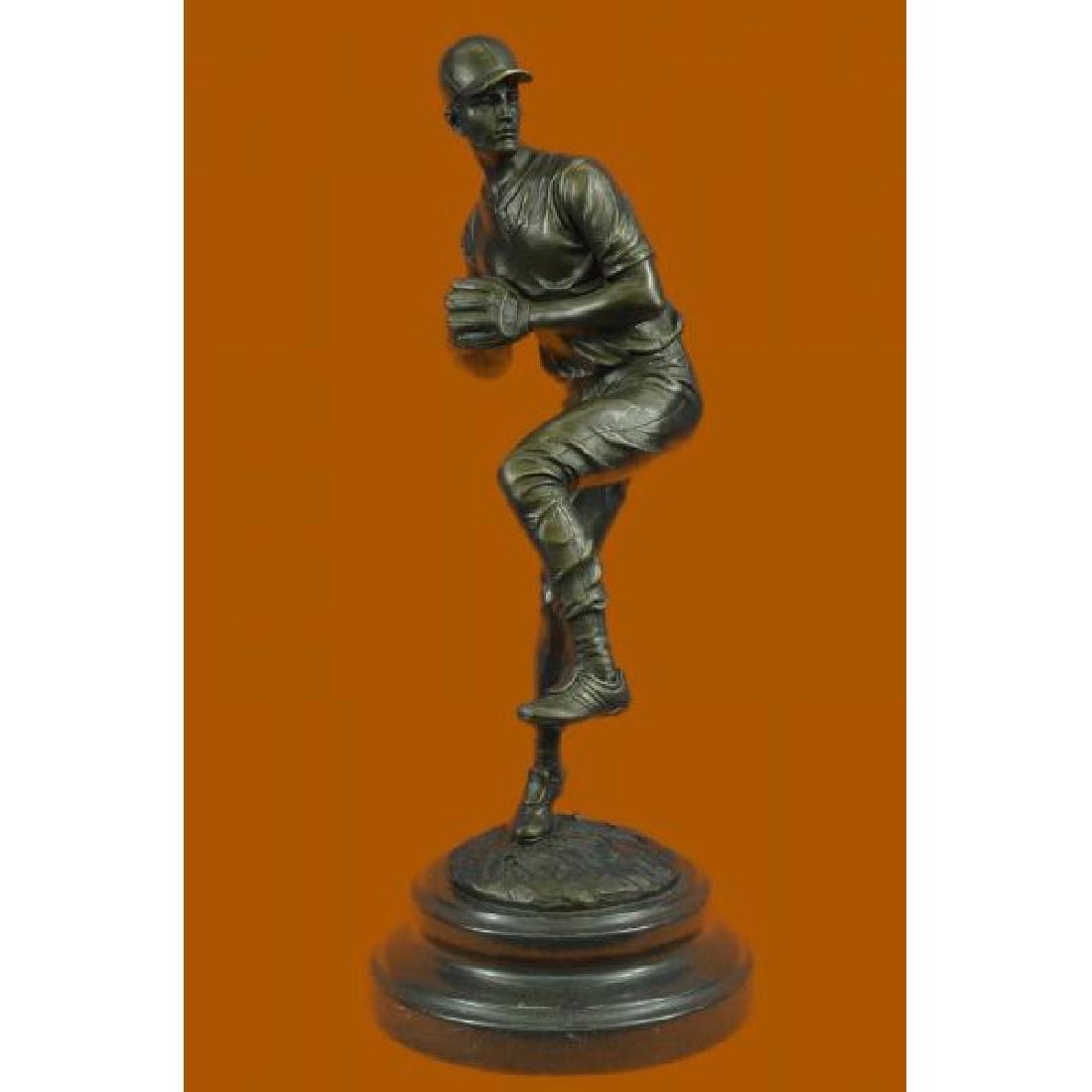 Baseball Lover Bronze Sculpture on Marble Base Statue (1 of 5)