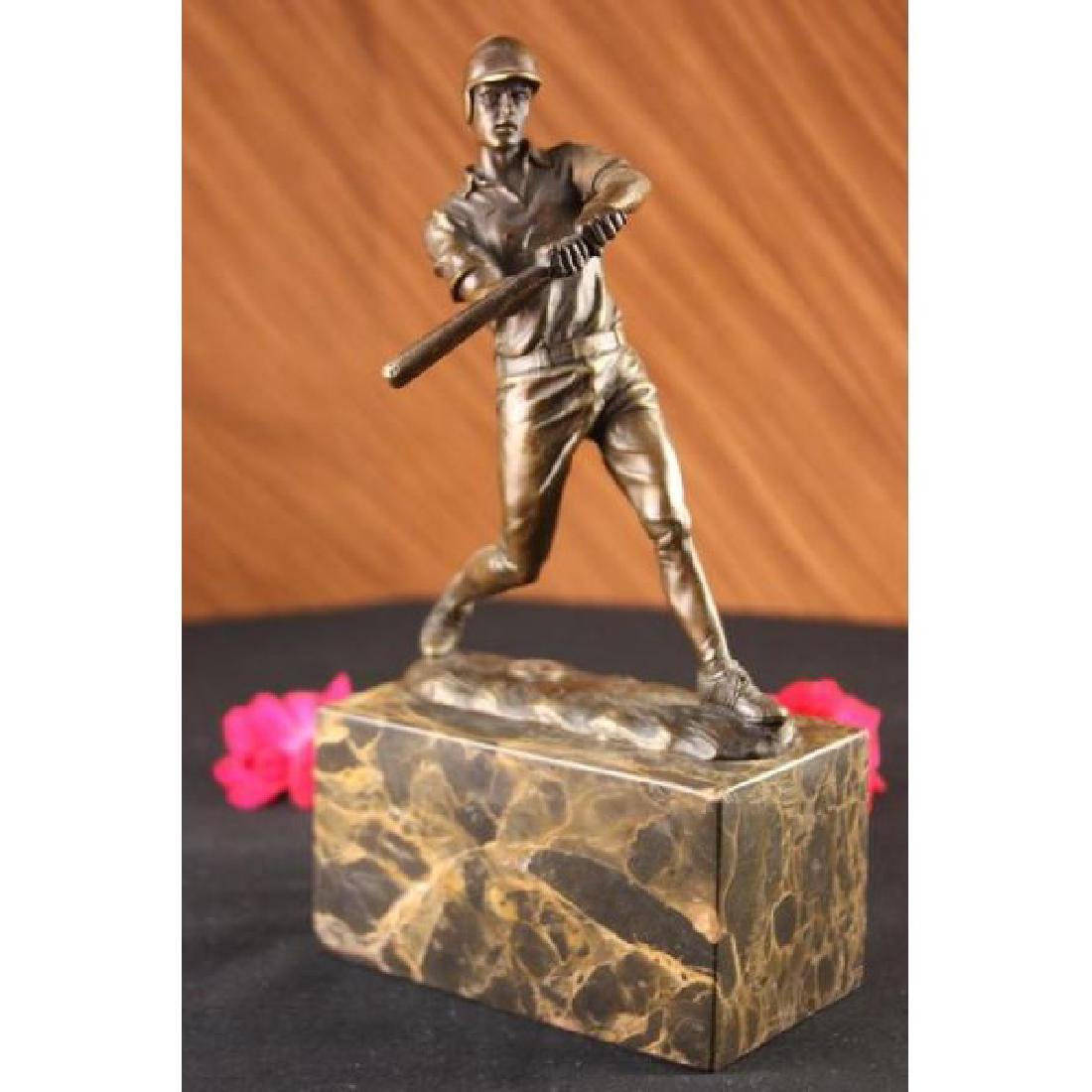 Baseball Player Bronze Statue on marble base Sculpture (1 of 5)