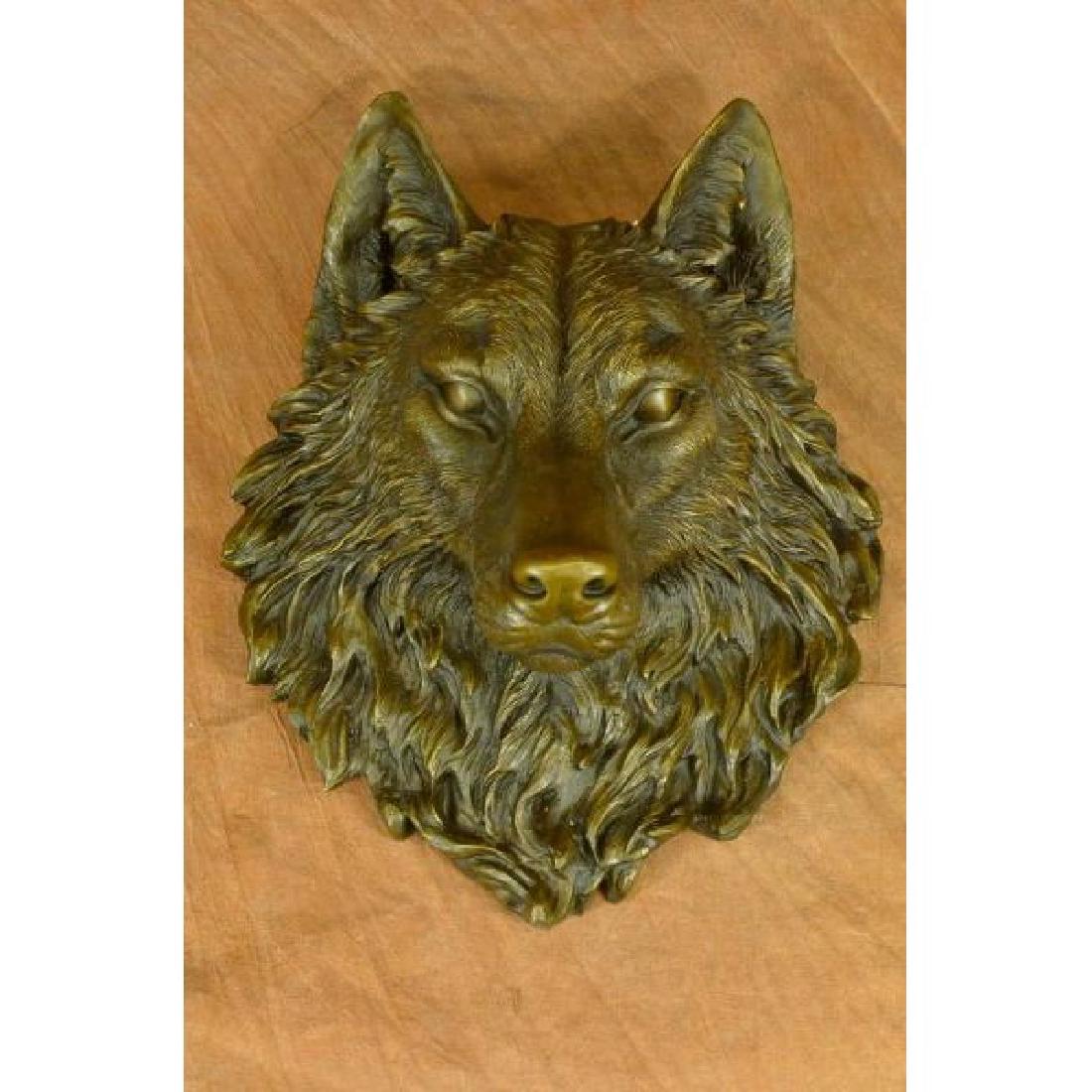 Hot Cast Wolf Head Bronze Sculpture Wall Mount Figurine