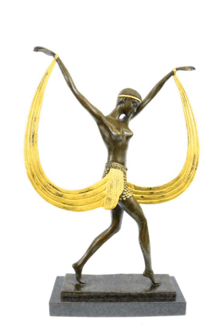 Mirval Ribbon Dancer Bronze Sculpture on marble base