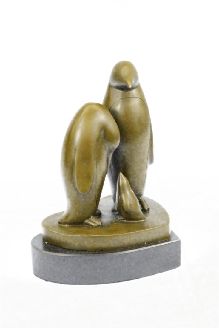 Penguin Trio Bronze Sculpture on marble base Figurine (1 of 8)
