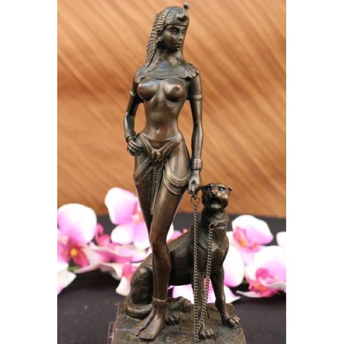 Egyptian Queen With Guard Dog Bronze Sculpture (1 of 5)