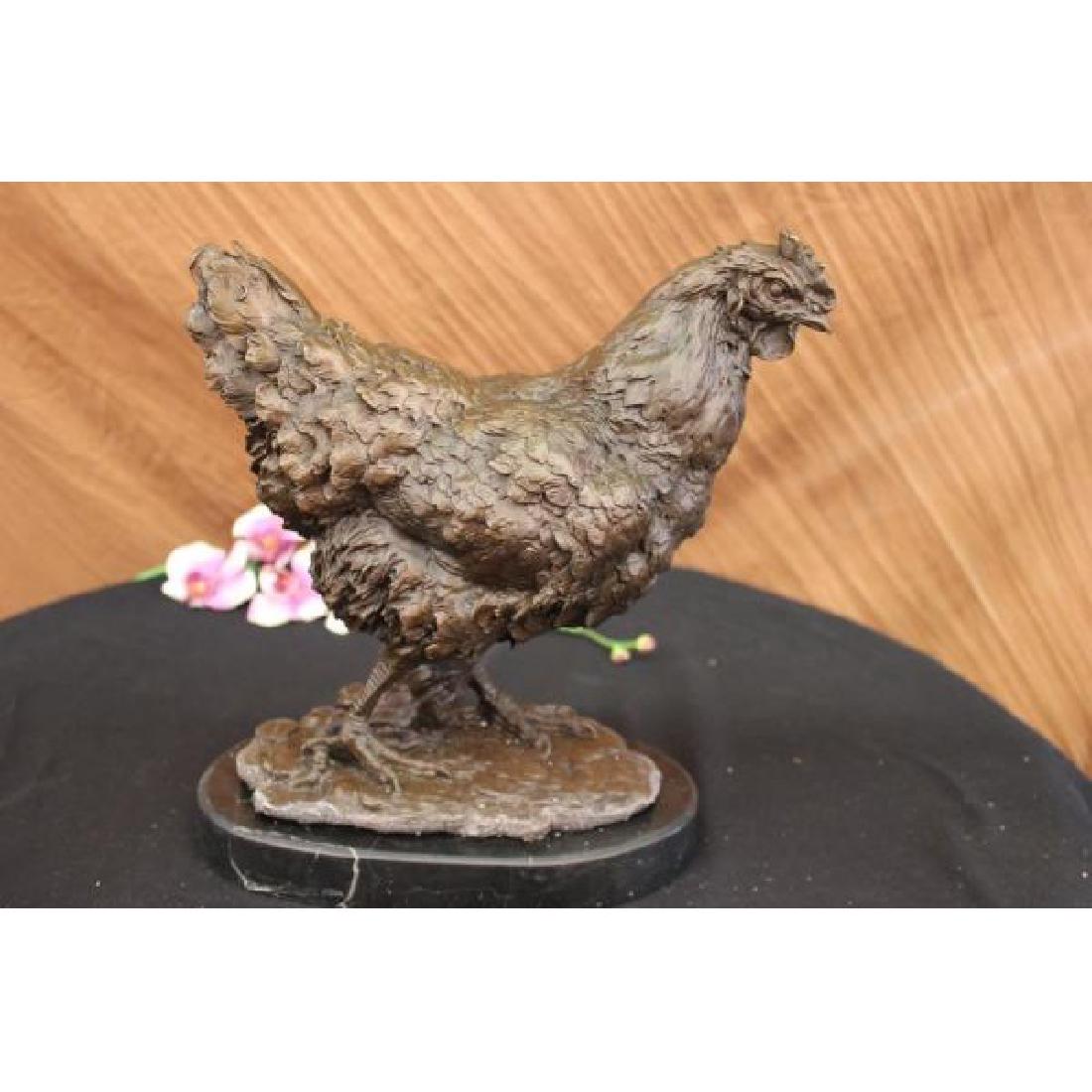 Chicken Farm Animal Edition Bronze Sculpture on Marble (1 of 5)
