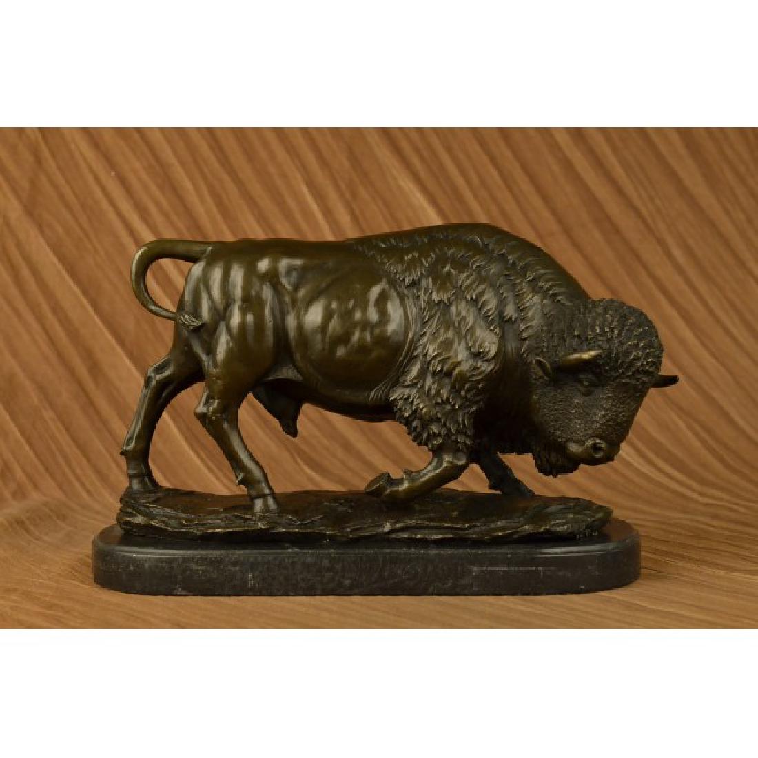 American Buffalo Bronze Sculpture on Marble Base (1 of 5)