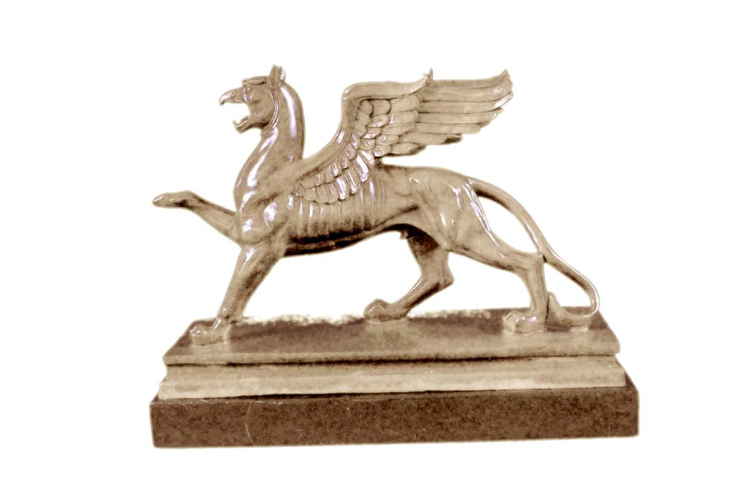 Griffin Bronze Statue with Marble Base Sculpture (1 of 10)