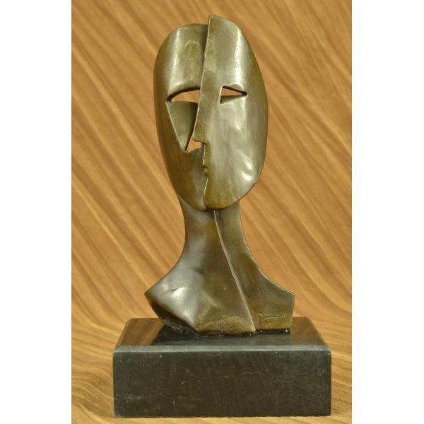 Depicting Two Faces Mask Art Deco Bronze Sculpture (1 of 5)