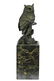 Bird Owl Bronze Sculpture on Marble Base Statue
