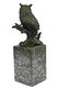 Bird Owl Bronze Sculpture on Marble Base Statue - 8