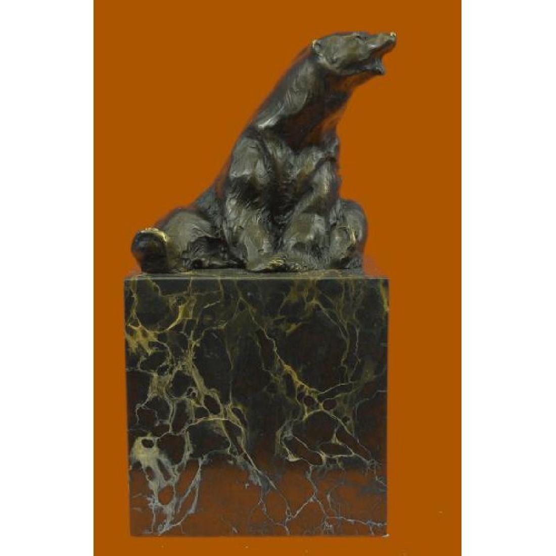 Art Deco Stylish Polar Bear Bronze Sculpture Marble (1 of 6)