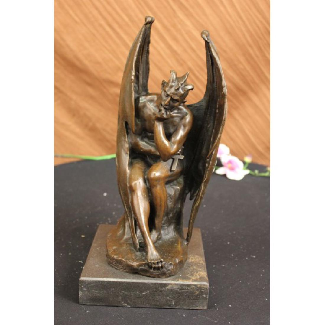 Bronze Marble Statue Lucifer Demon Fallen Angel Satan (1 of 6)