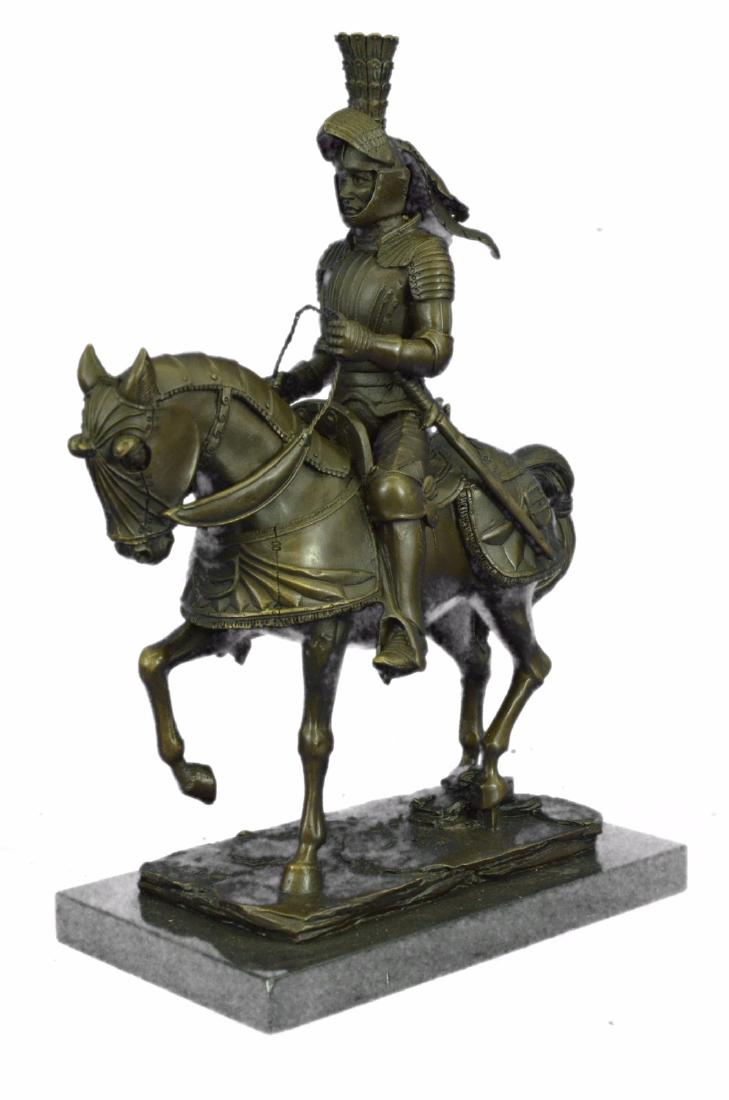 SIGNED KNIGHT WARRIOR BRONZE STATUE BY MILO:  Ladies, have you always dreamed of having a Knight in Shining Armor sweep you off of your feet? Gentlemen, do you long for adventure and wish that you were battling fire breathing dragons rathe